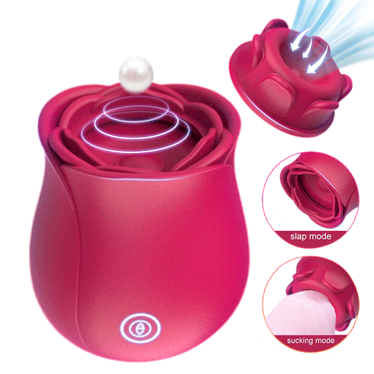 Eruption Rose 2-in-1 Slapping Sucking Clitoral Vibrator - Rose Toy