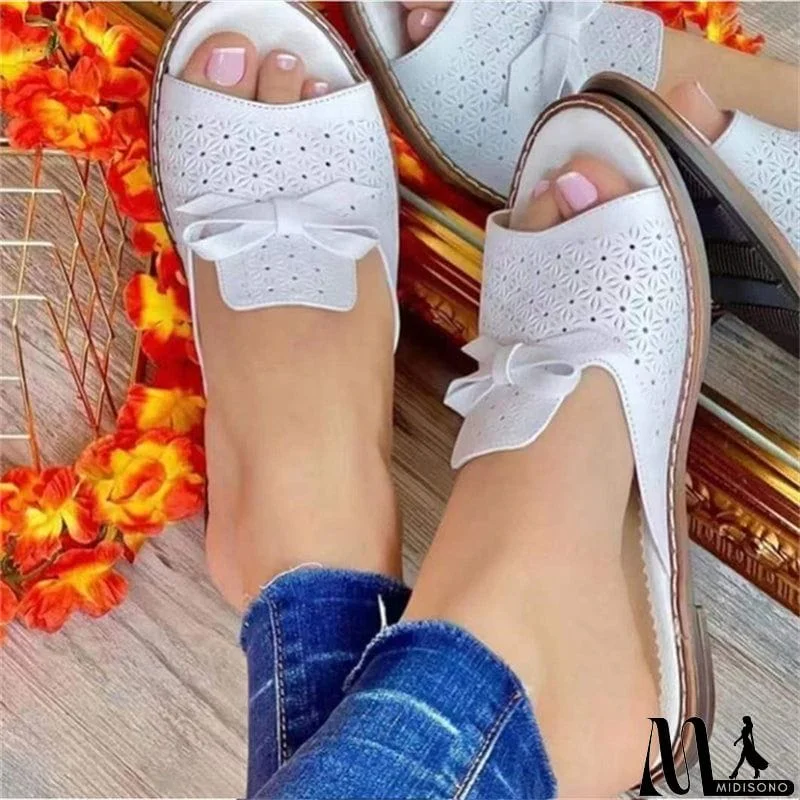 MidiSono - New Casual Butterfly-knot Decorated Slingback Slippers