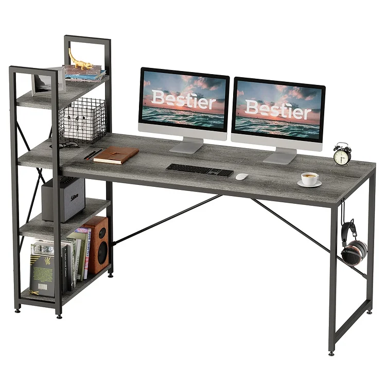 Bestier 63 inch Computer Desk with Storage Shelves