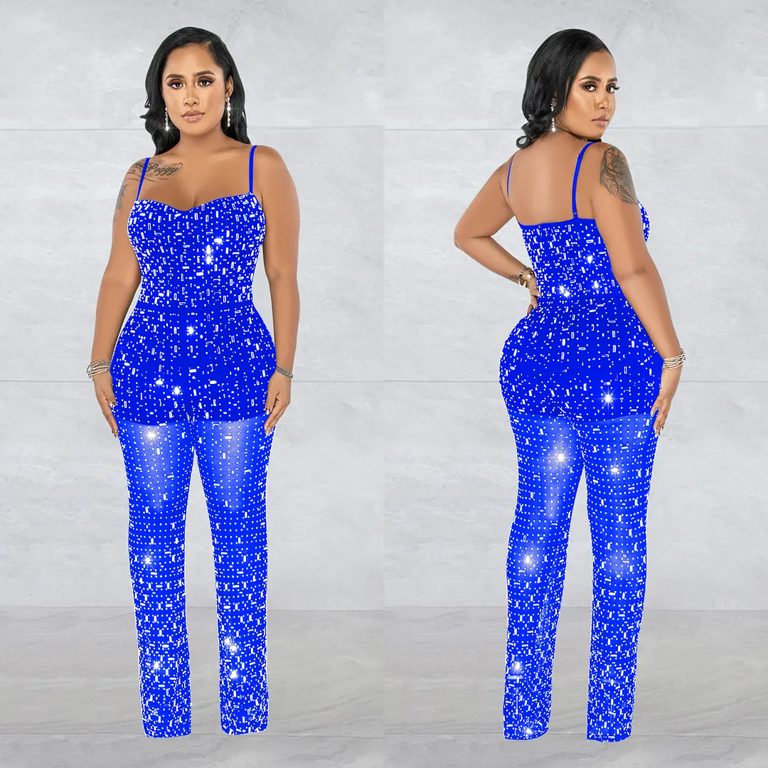 Churchf Churchf Fashion Women's Hot Diamond Mesh Gauze Sling Sleeveless Long