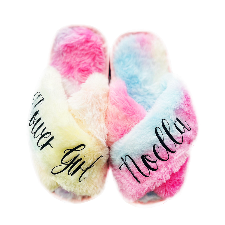 BlanketCute-Personalized Lovely Bedroom Fluff Slippers with Your Name | 02