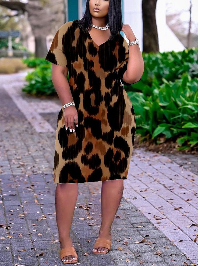 Summer Holiday  Hem Print Sexy V-neck Women's Beach Dress