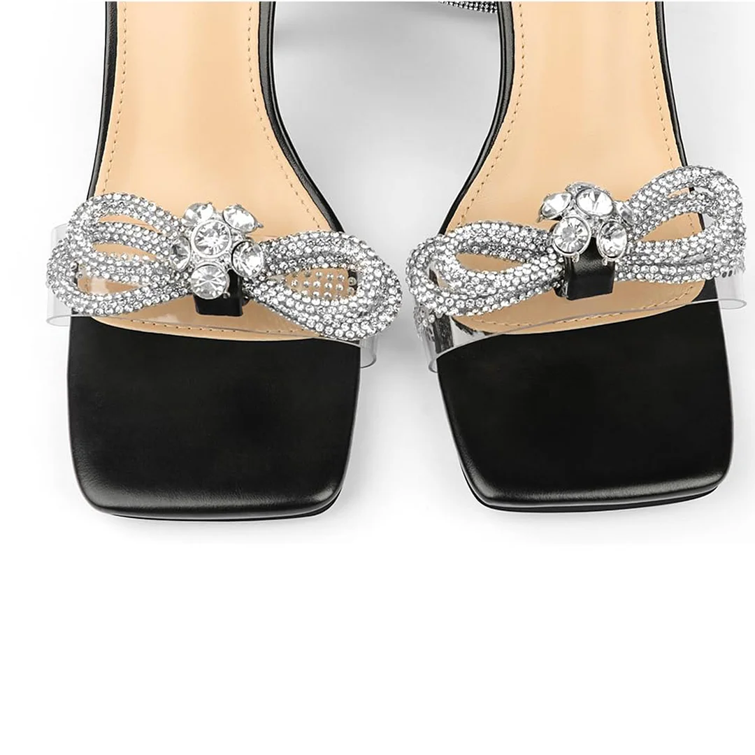 90mm Women's Stiletto Heel Ankle Strap Pumps Diamond High Heels Sandals Summer Banquet Wedding Shoes-MERUMOTE