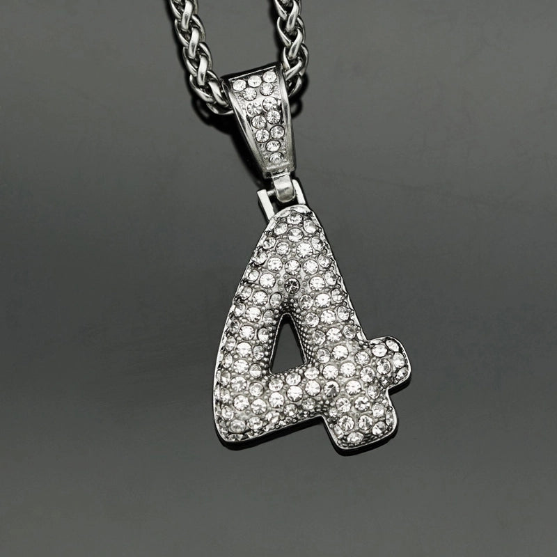 Basic Number Stainless Steel Plating Inlay Artificial Diamond Charms Necklace