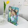Floral Special Shape Diamond Painting Photo Frame Home Decor Gift (Flower Blue)
