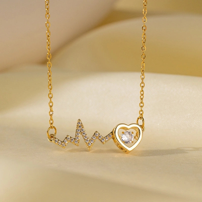 Sweet Minimalist Star Heart Shape Bow Knot Titanium Steel Zircon Plating Inlay Pendant Necklace