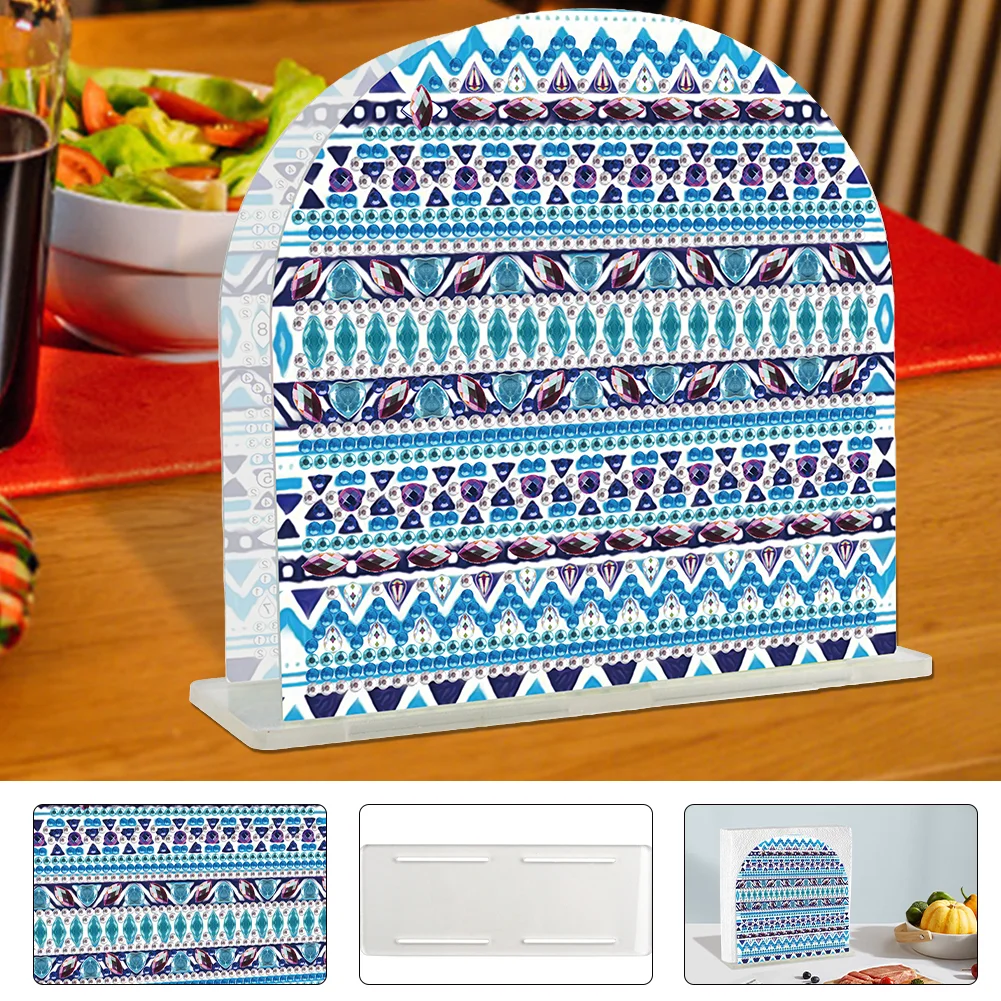 DIY Acrylic Mandala Diamond Painting Napkin Rack Decor for Home Office Decor