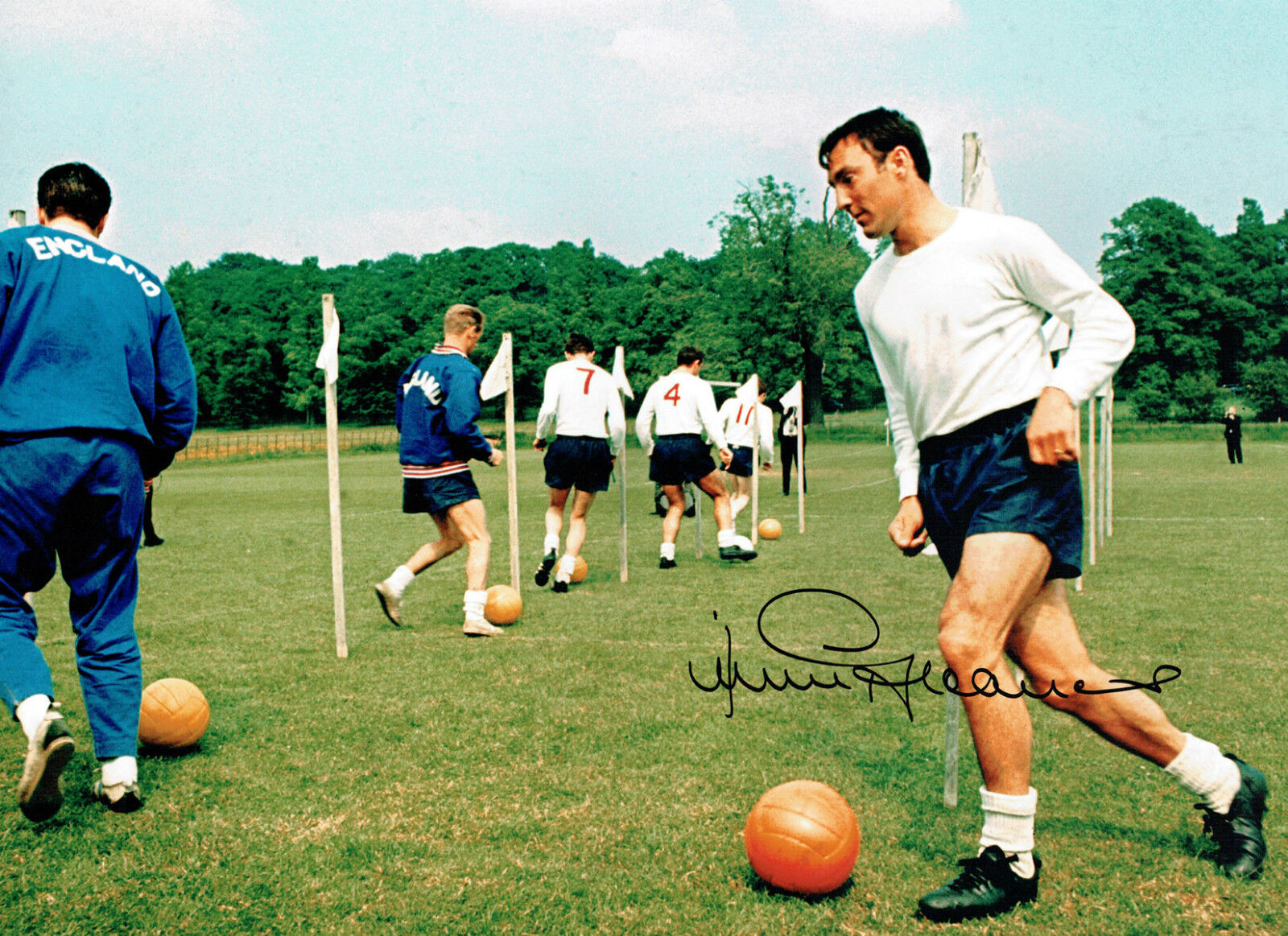 Jimmy GREAVES Signed Autograph 1966 England Training 16x12 Photo Poster painting AFTAL COA