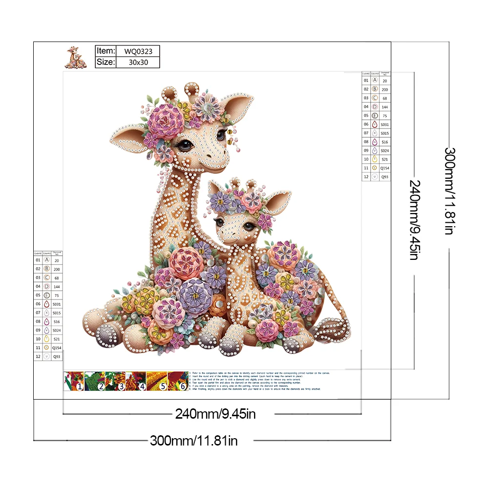 Diamond Painting - Partial Special Shaped Drill - Giraffe(Canvas|30*30cm)