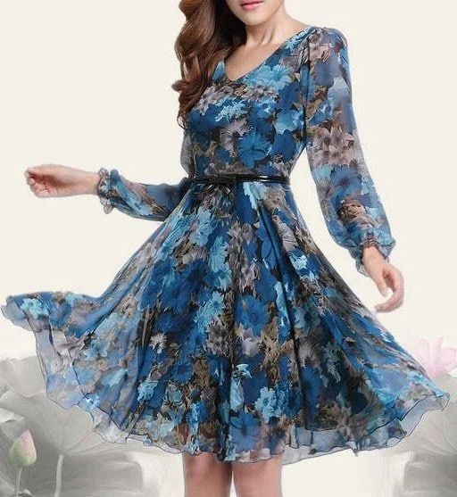 Ladies Elegant Casual Print Dress