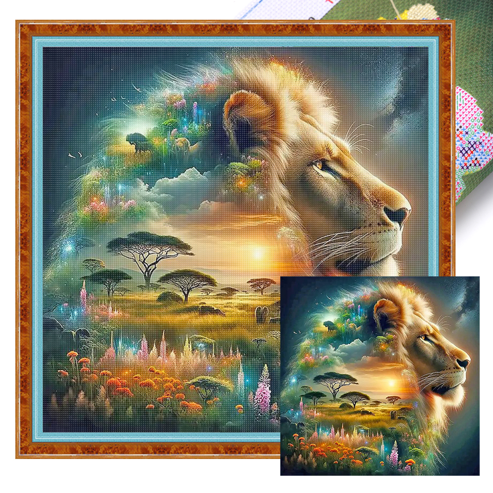 Lion Full 11CT Pre-stamped Canvas(50*50cm) Cross Stitch