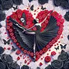 Fille de danse en forme de c&oelig;ur de rose noire sp&eacute;ciale en forme de 5D bricolage partiel en diamant pour adultes d&eacute;butants d&eacute;coration int&eacute;rieure peintures de diamants 30x30cm