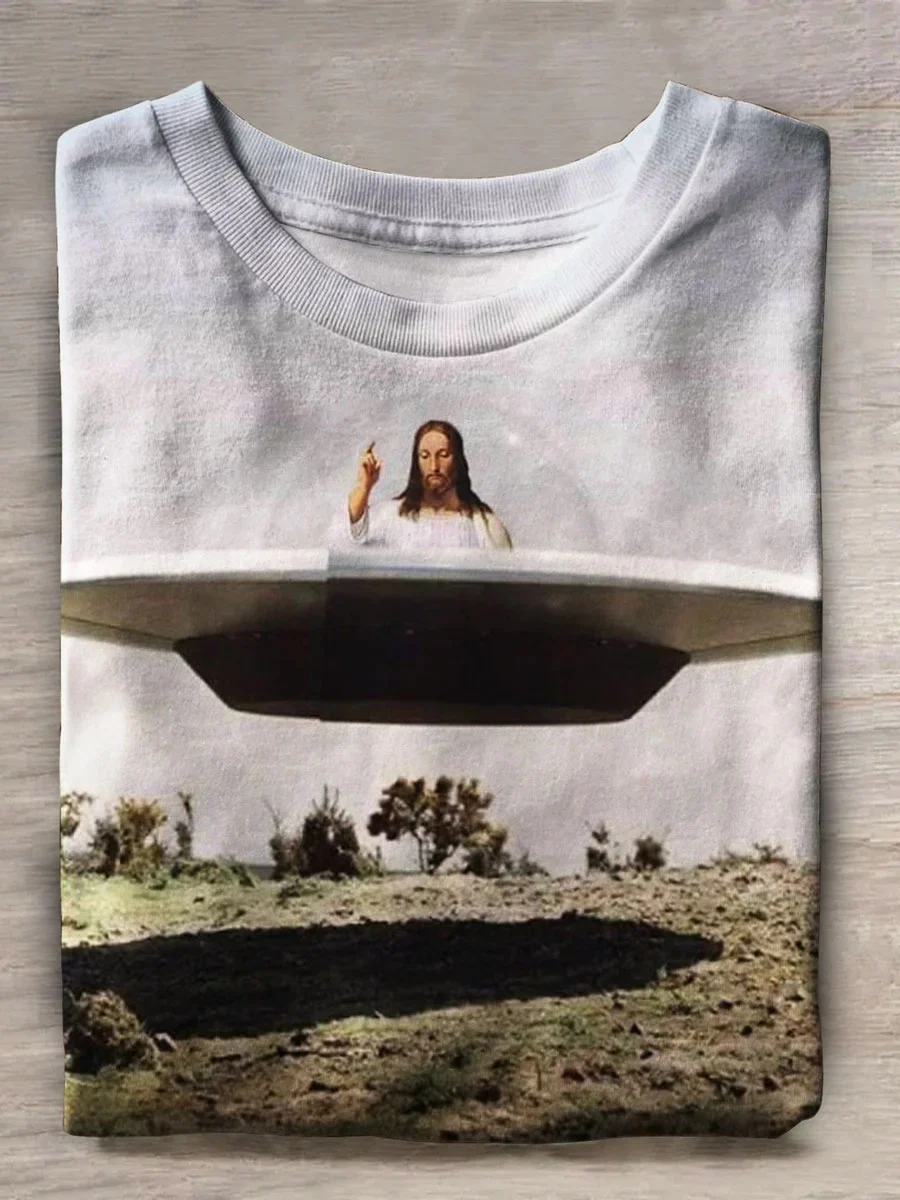 Eagerlys  Alien Spacecraft Jesus Art Print T-shirt Eagerlys
