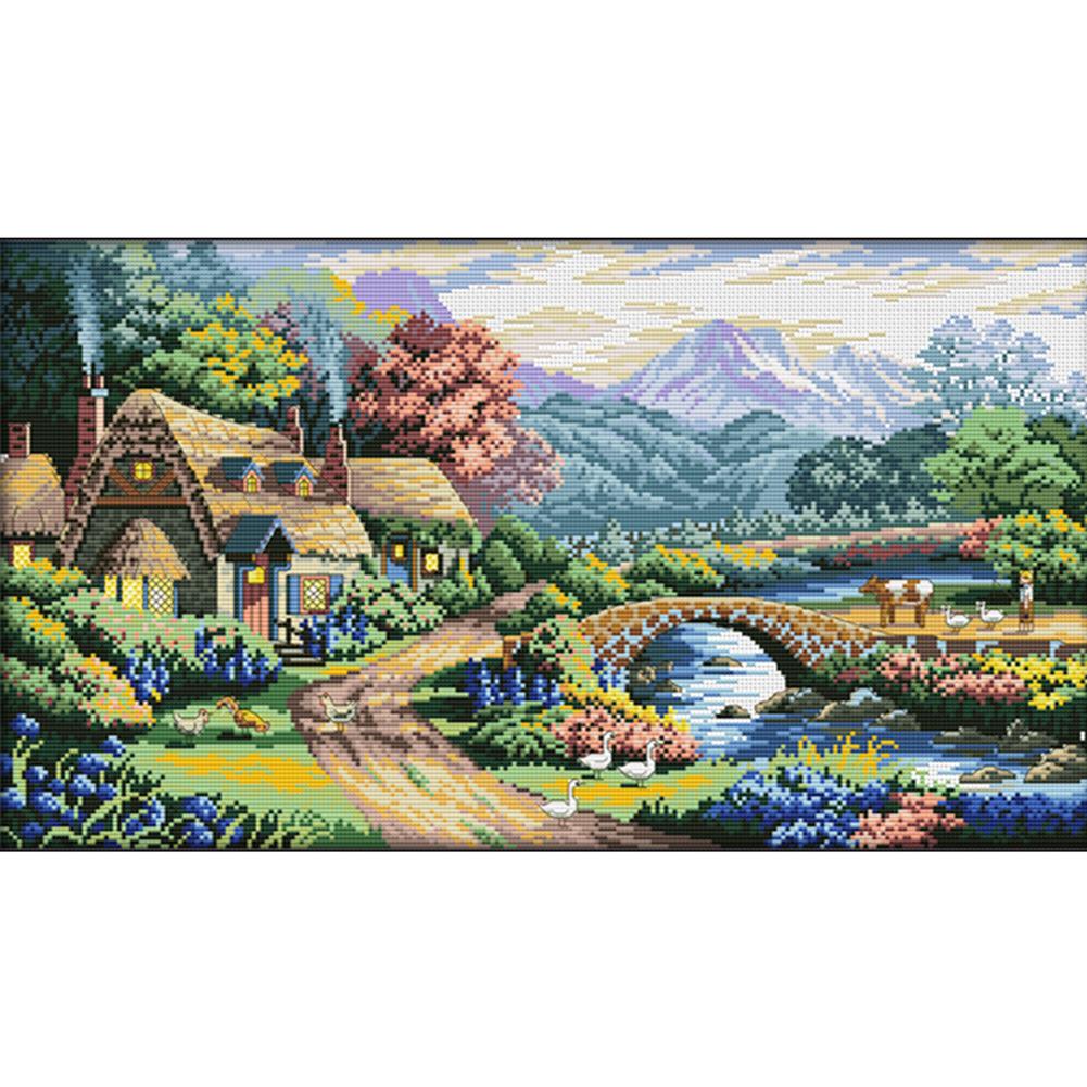 

Village Bridge - 11CT Stamped Cross Stitch - 67*40cm, 501 Original