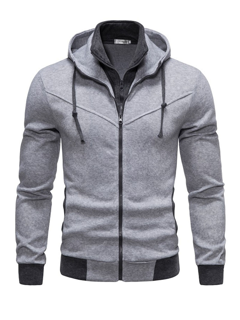 Men's Solid Color Fashion Casual Slim-Fit Hood Sweater Thin Coat