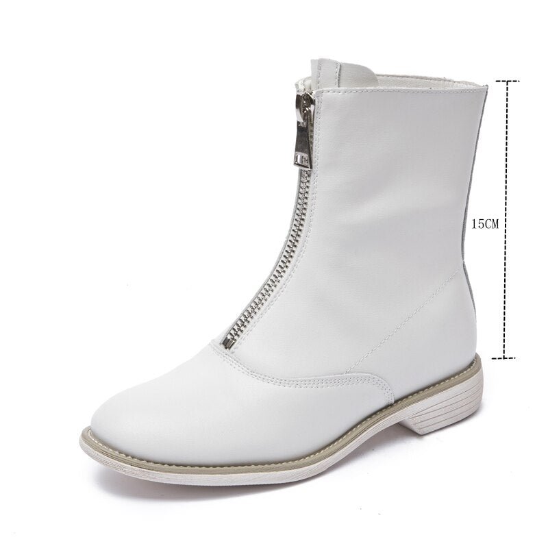 AIYUQI Women's Autumn Boots Genuine Leather 2021 New Trend Front Zipper Ladies Shoes Boots Low Heel Ankle Boots Women