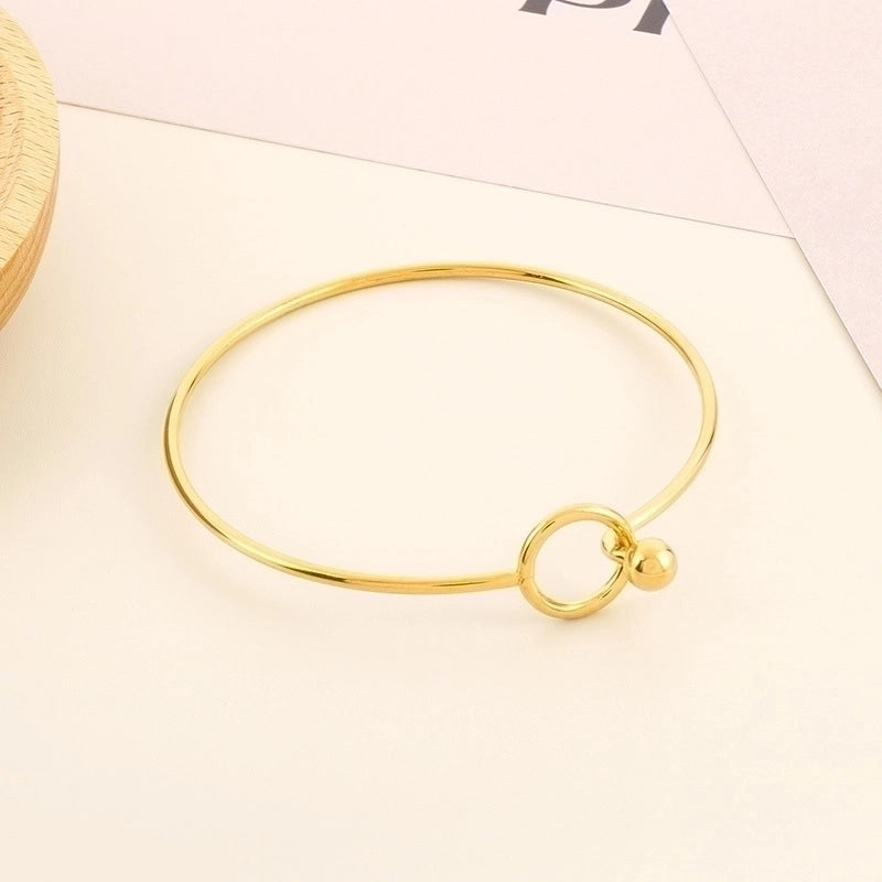 Elegant Minimalist Round Stainless Steel 18K Gold Plated Bangle In Bulk