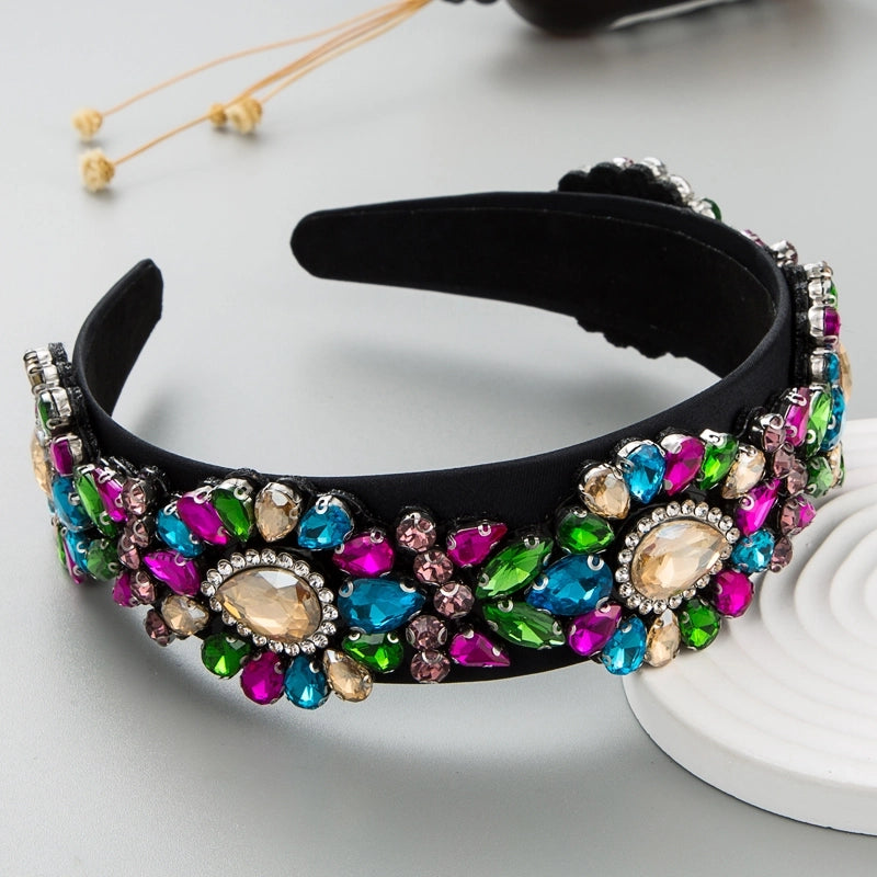 Women’s Casual Vacation Classic Style Color Block Alloy Rhinestone Glass Inlay Rhinestones Hair Band