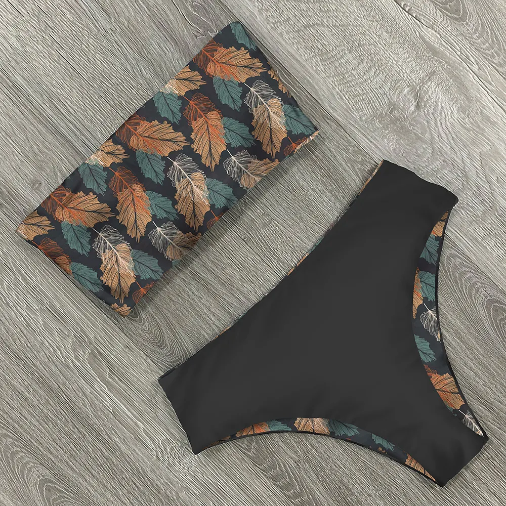 Brownm Swimsuit Lady Sexy Two-Wear Split Bikini Brae Shoulder 2025 New Swimwear