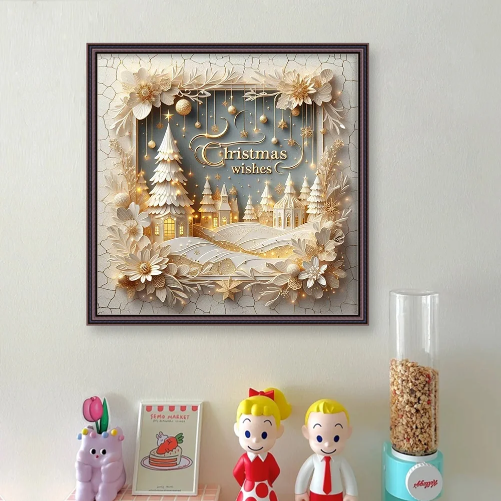 11CT Full Stamped Cross Stitch Kit - Christmas Scenery (40*40cm)