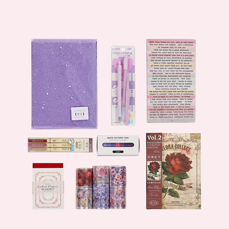 Journalsay 2023 NEW Best selling combination journal set 8pcs DIY Journal Scrapbooking Decoration Washi Tape Material Paper Art Memo Pad Cute Stickers Pack