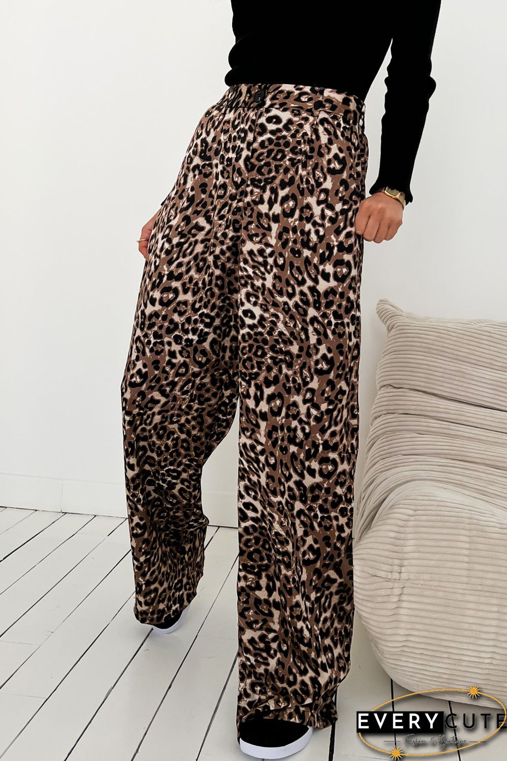 Leopard High Waist Wide Leg Pants