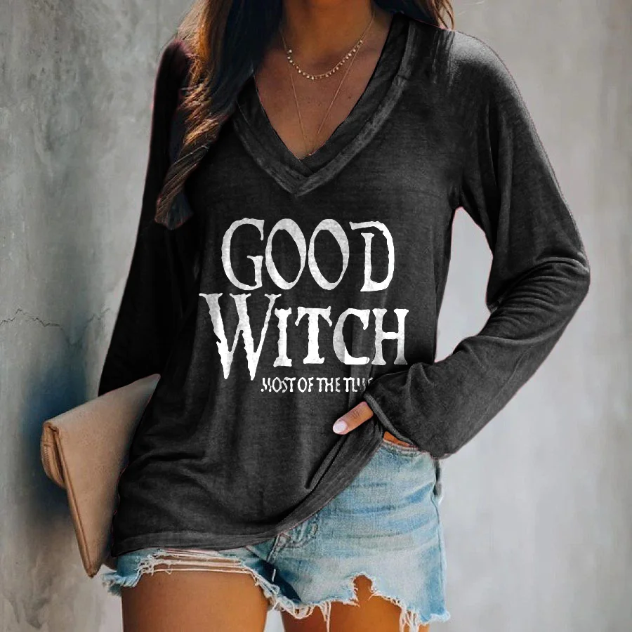 Good Witch Most Of The Time Printed Long Sleeve T-shirt