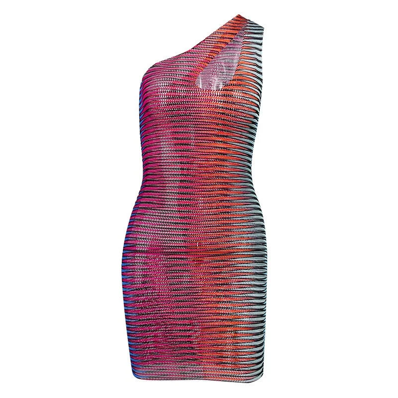 Hawthaw Women Sexy Summer Sleeveless One Shoulder See Through Bodycon Party Mini Dress 2021 Female Clothing Streetwear Wholesale