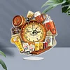 5D DIY Special Shape Diamond Painting Desk Ornament Handmade Clock Kit(Beer Time)