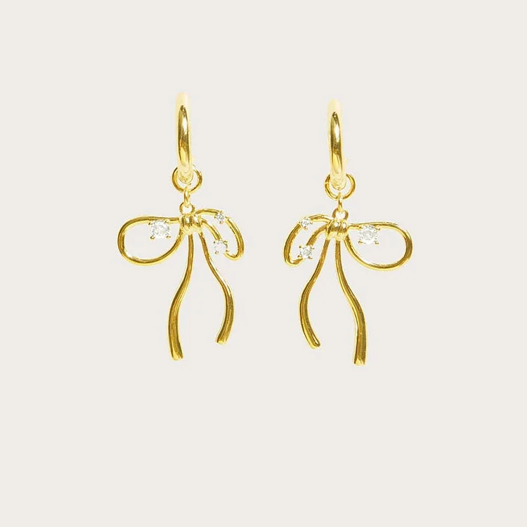 Female Zircon Bow Fresh And Sweet Earrings