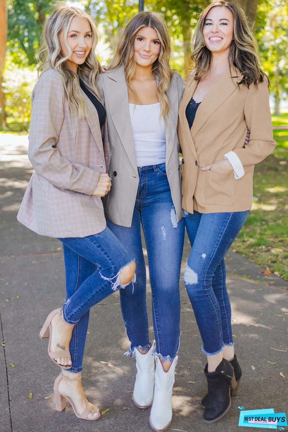 Buttoned Lapel Collar Blazer