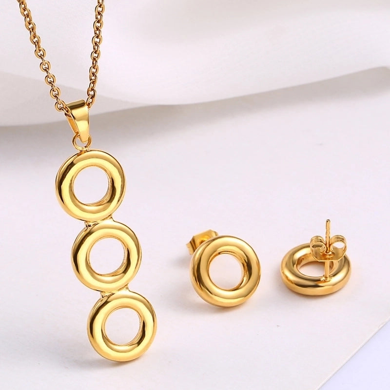 Minimalist Classic Style Circle 304 Stainless Steel 18K Gold Plated Plating Earrings Necklace
