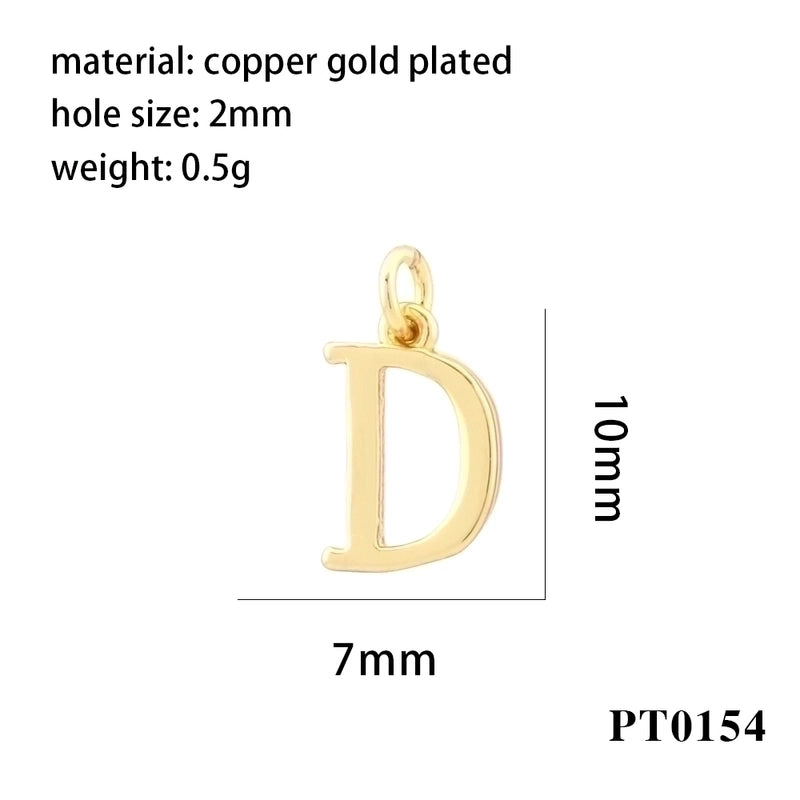 Minimalist Letter Copper Plating 18k Gold Plated Charms
