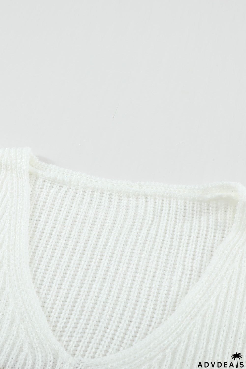 Khaki Colorblock V Neck Ribbed Knitted Sweater