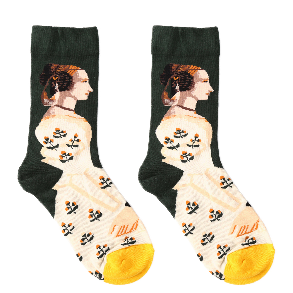 

Fashion Women Cotton Mid-Calf Socks Abstract Print Elatstic Pile Heap Socks, 501 Original