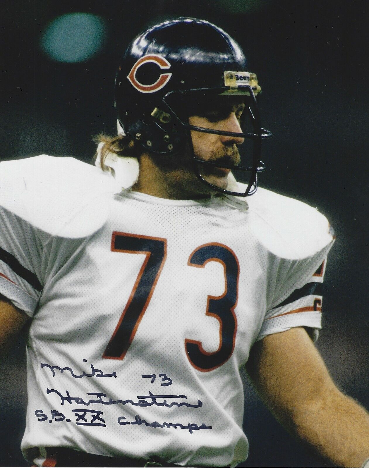 Autographed MIKE HARTENSTINE Chicago Bears 8x10 Photo Poster painting w/COA