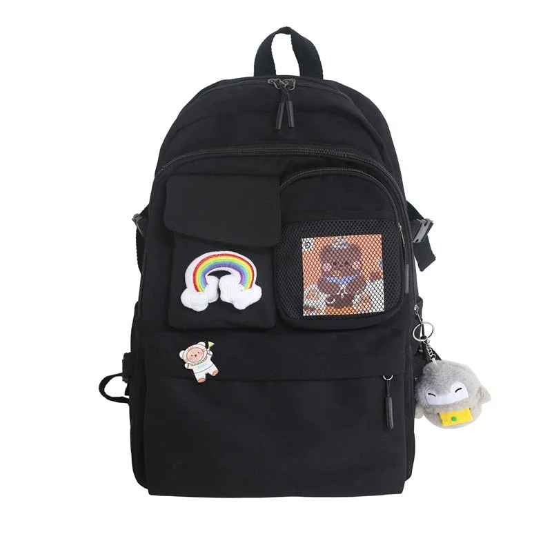 New Simple Solid Color Women Backpack High Quality Waterproof Big Backpack Female High School Bags Teenage Girl Cute Student Bag