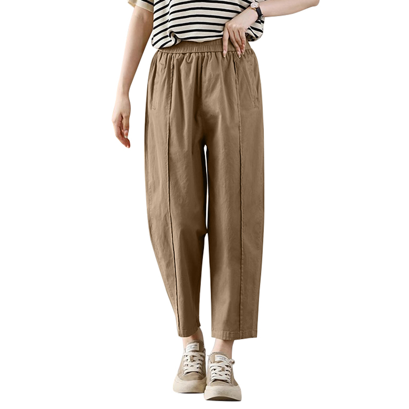 2024 Summer Trousers ZANZEA Women Casual Elastic Waist Baggy Pantalon Solid OL Work Turnip Loose Wide Leg Pants Oversize