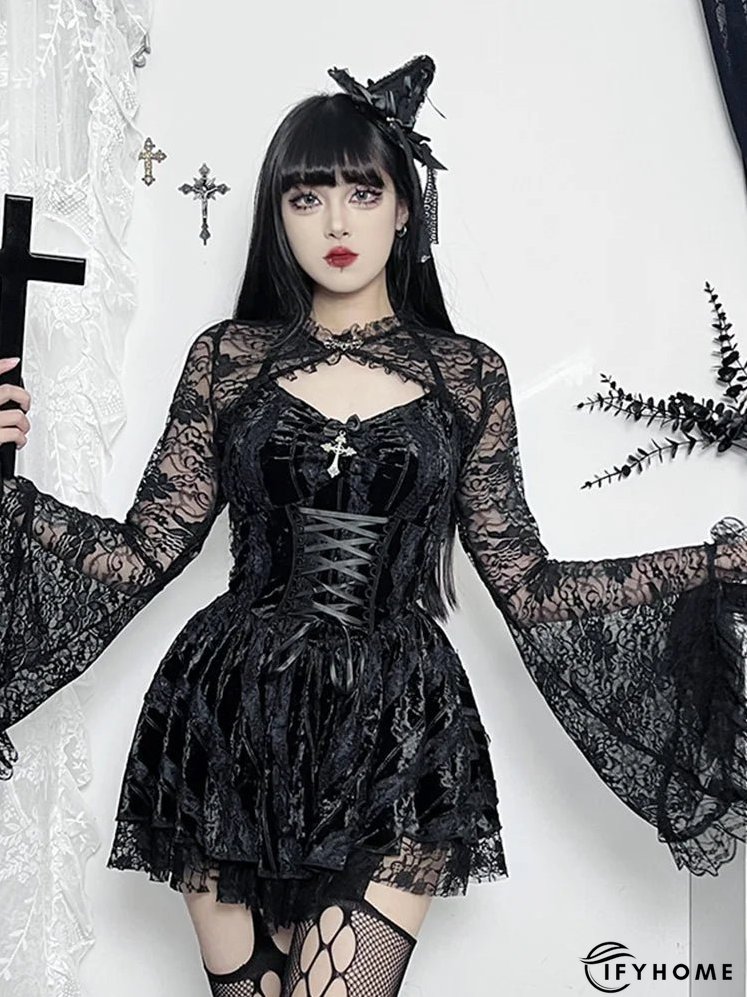 Gothic Draped Bodycon Mini Sleeveless Retro Velvet Halter V Neck Bandage Silky Cocktail Club Dress | IFYHOME