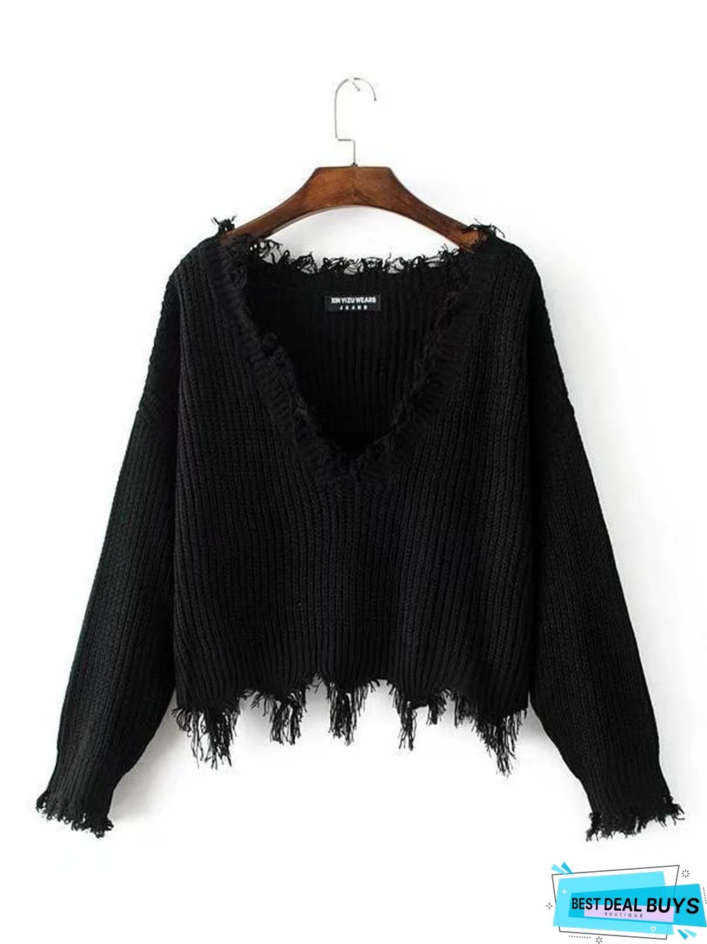Fashion V-Neck Backless Knitting Sweater Tops