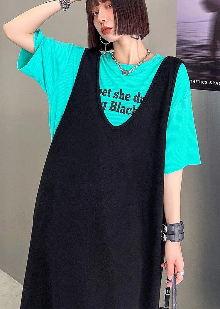 Women Green O-Neck Graphic Cotton Summer Top