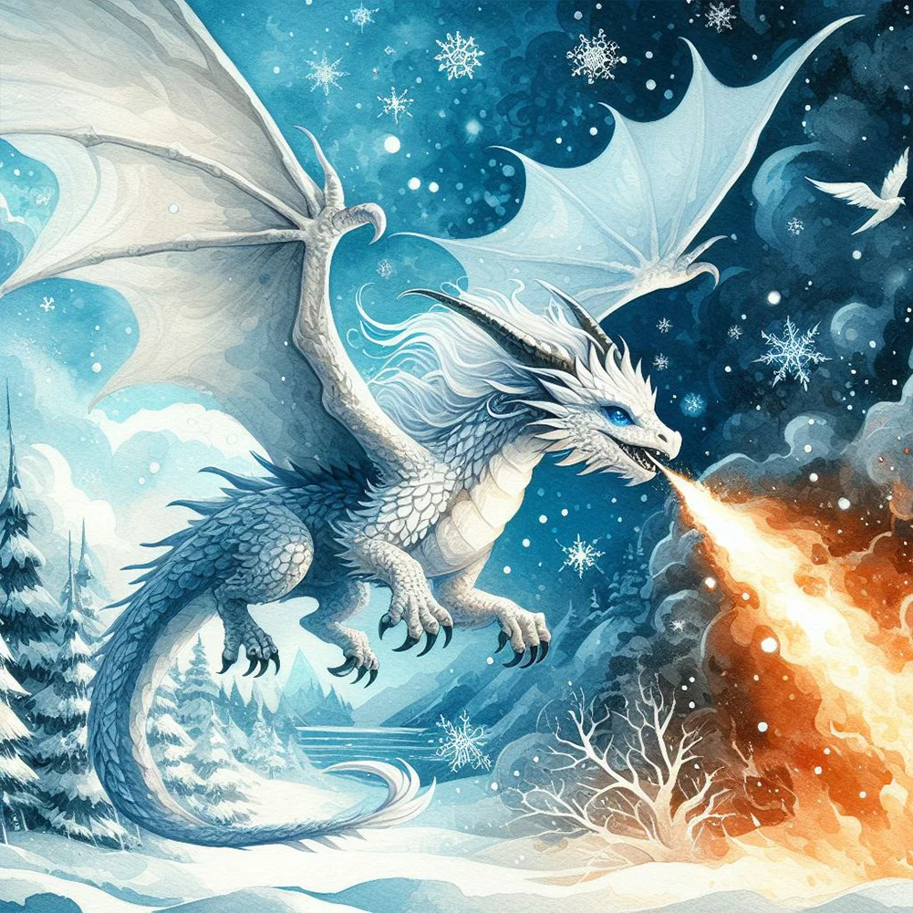 Full Round Diamond Painting - Dragon Breathing Fire(Canvas|40*40cm)