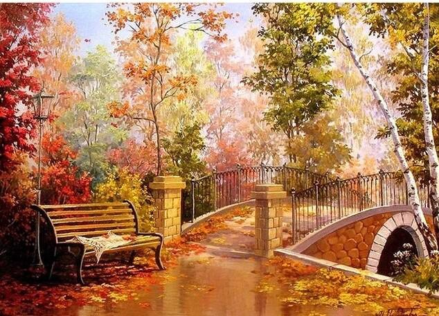 

Forest Arch Bridge Bench – Paint By Numbers - 40*50CM, 501 Original