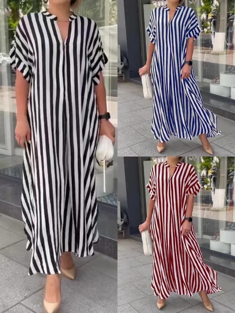 Women's V-Neck Striped Print Dress 🔥LAST DAY 48% OFF🔥