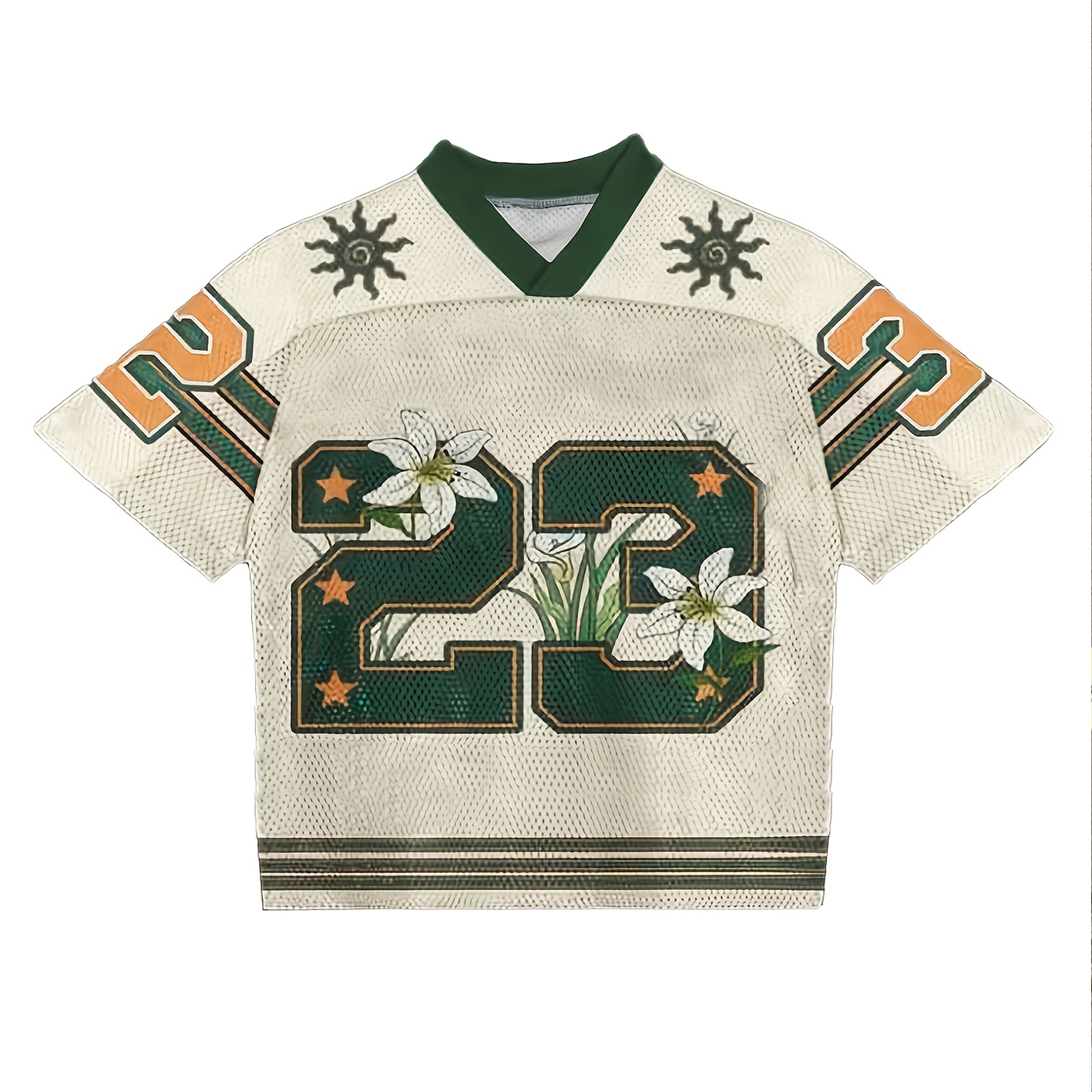 Mens Vintage Y2k Oversized 23 Number Floral  Graphic Jersey Tees elevenforest