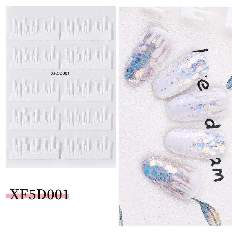 Nail Art Stickers Emboss Engraved Flower Nail Designs Stickers Back Glue Decals on Nails Manicure Charms Foils Decoration