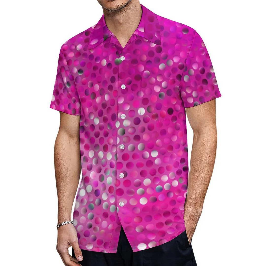 Short Sleeve Deep Pink Glitter And Sparkles Hawaiian Shirt Mens Button Down Plus Size Tropical Hawaii Beach Shirts
