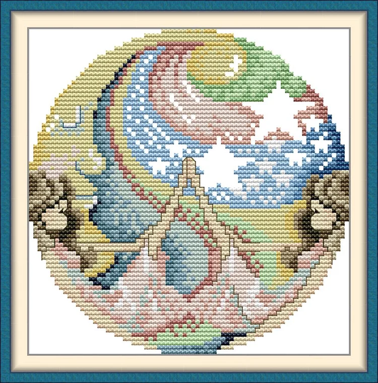 【Joy Sunday Brand】Embrace the Moon 18*19cm 14CT Stamped Cross Stitch gbfke