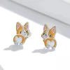925 Sterling Silver Corgi Stud Earrings 