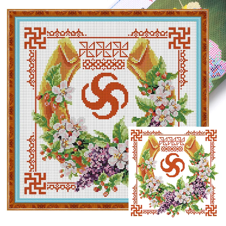 【Joy Sunday Brand】Double happiness series - wealth and prosperity 34*34cm 14CT Stamped Canvas Cross Stitch gbfke
